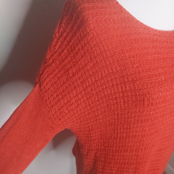 Host Pick Joie 100% Linen Chunky Knit Sweater Burnt Orange Oversized Crewneck XS - Picture 7 of 10